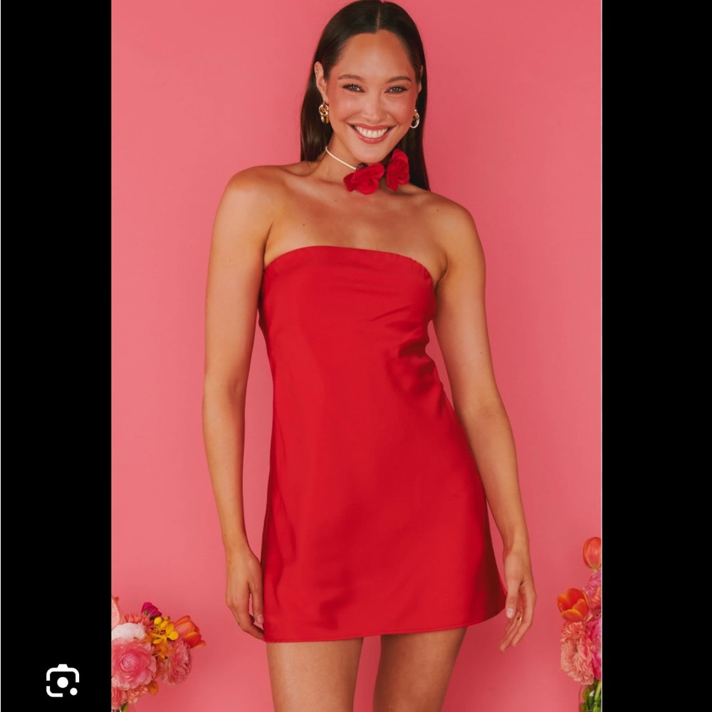 Mumu Red Strapless Dress